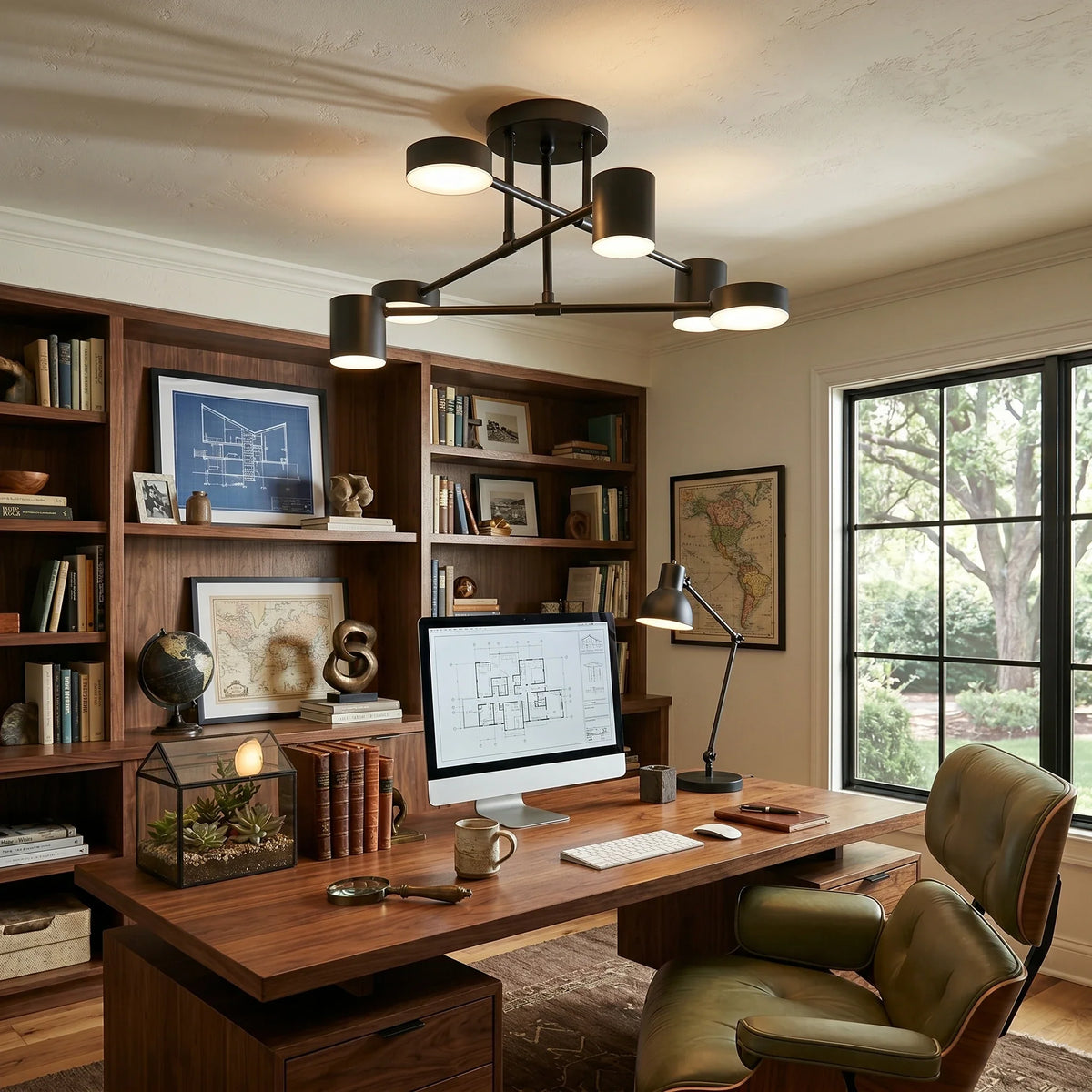 Zane 6-Light Geometric Semi-Flush Mount for Low Ceilings by AUVIELIGHT