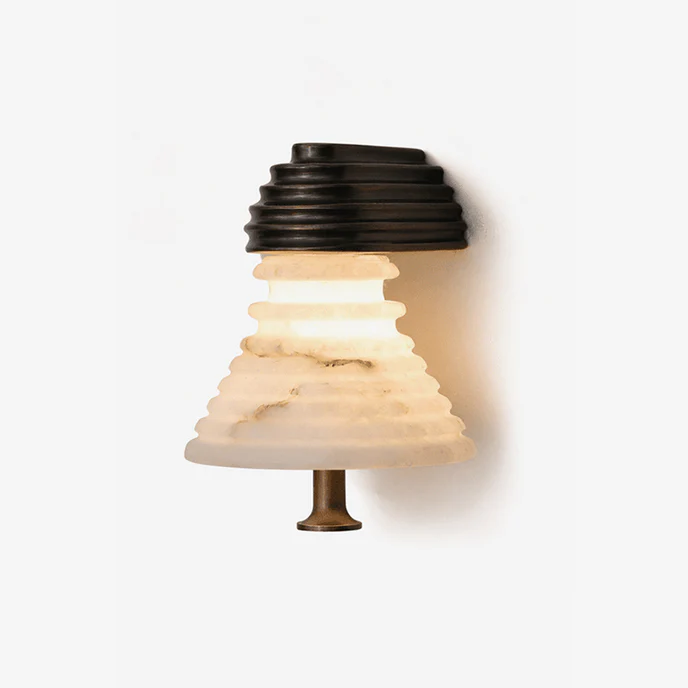 Strata Ribbed Wall Sconce in alabaster for Hallway by AUVIELIGHT