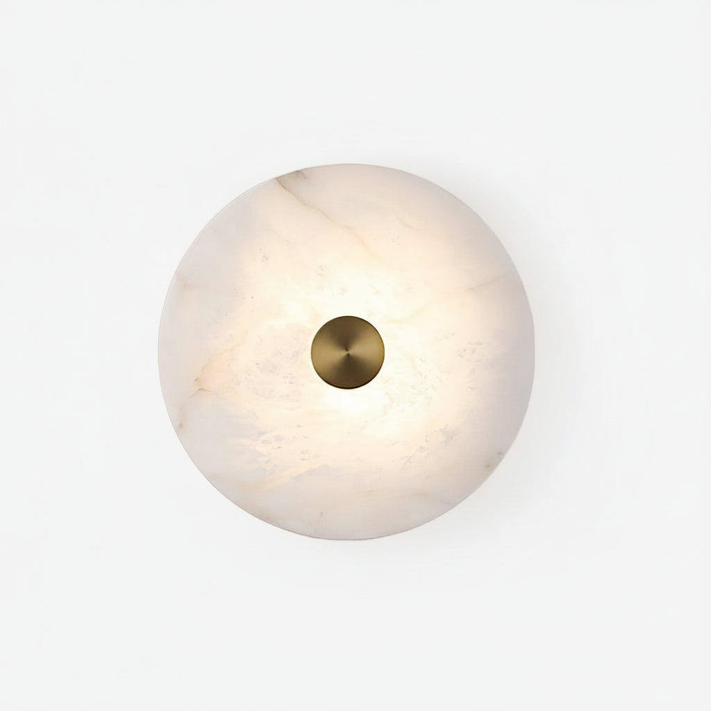 Disc Wall Light in alabaster for Hallway by AUVIELIGHT