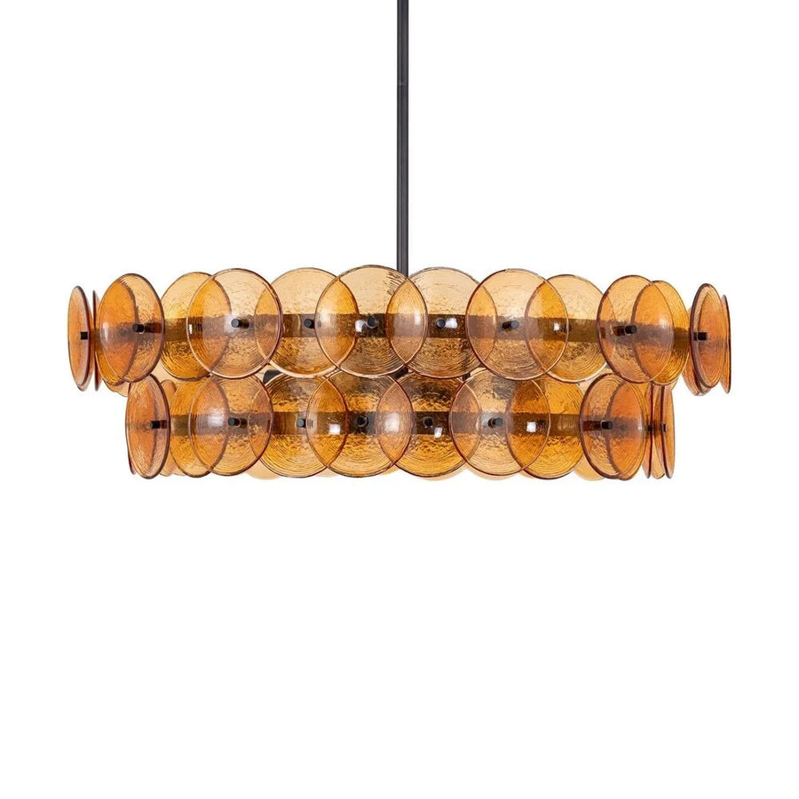2-Tier Disc Chandelier in amber glass for Dining Room by AUVIELIGHT, ∅ 31.5″ x H 7.9 / Amber and 1 other sizes