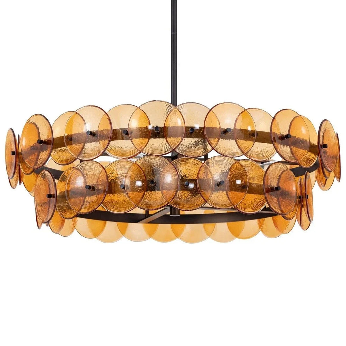 2-Tier Disc Chandelier in amber glass for Dining Room by AUVIELIGHT