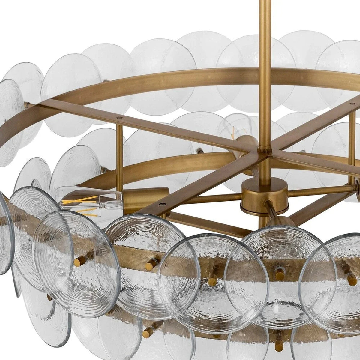 2-Tier Disc Chandelier in amber glass for Dining Room by AUVIELIGHT