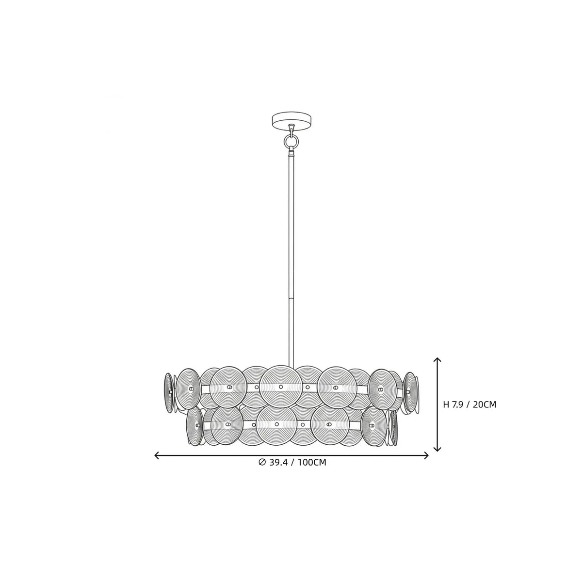 2-Tier Disc Chandelier in amber glass for Dining Room by AUVIELIGHT