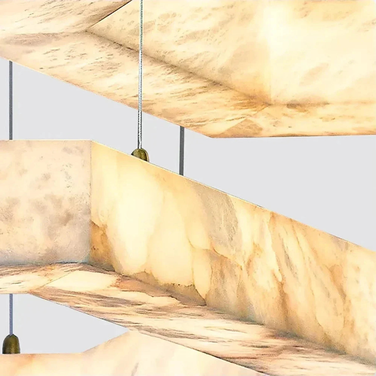 2-Tier Hexagon Chandelier in alabaster for Dining Room light fixture by AUVIELIGHT