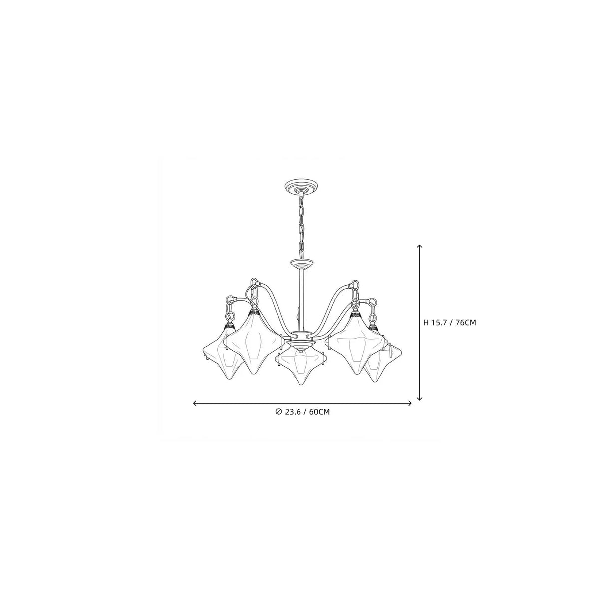 5-Light Diamond Chandelier in glass for Dining Room by AUVIELIGHT