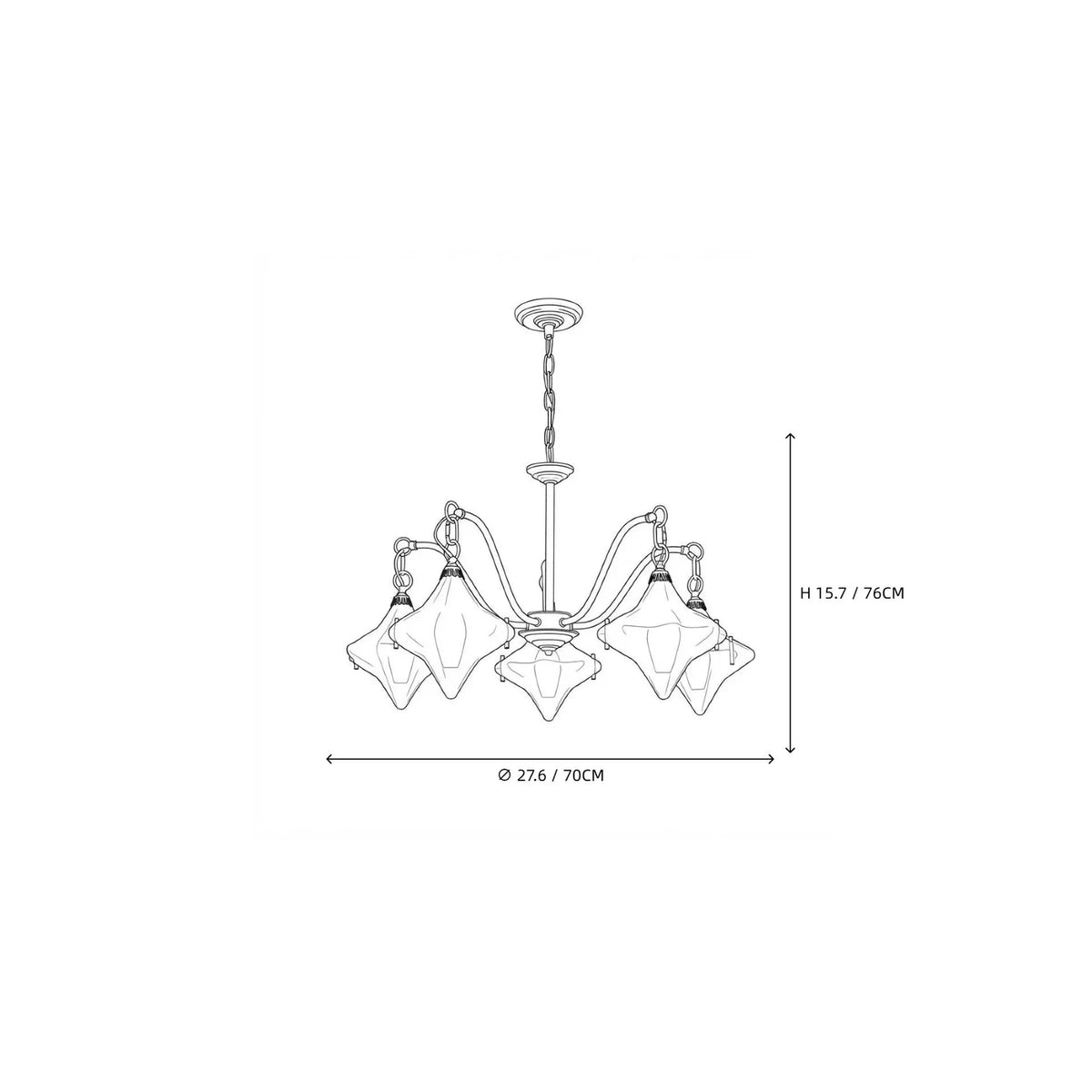 5-Light Diamond Chandelier in glass for Dining Room by AUVIELIGHT