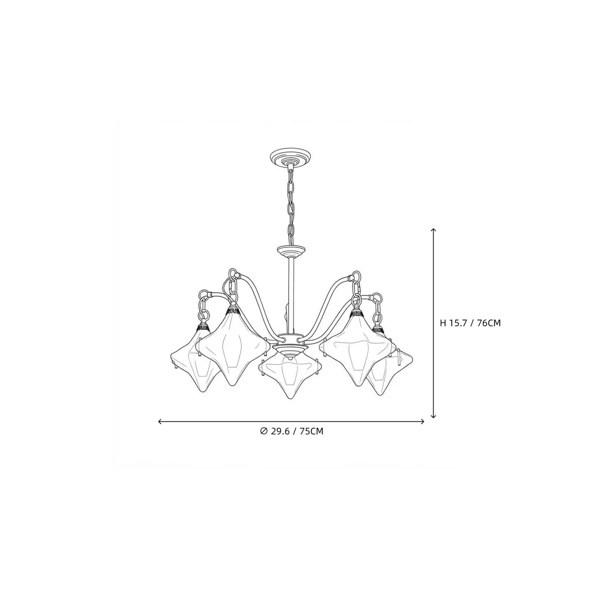 5-Light Diamond Chandelier in glass for Dining Room by AUVIELIGHT