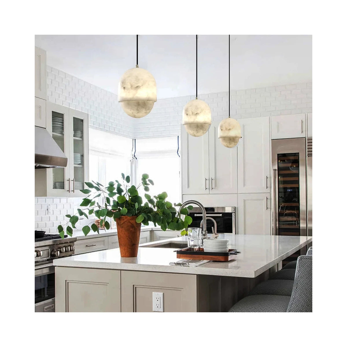 Acorn Alabaster Pendant Light by AUVIELIGHT