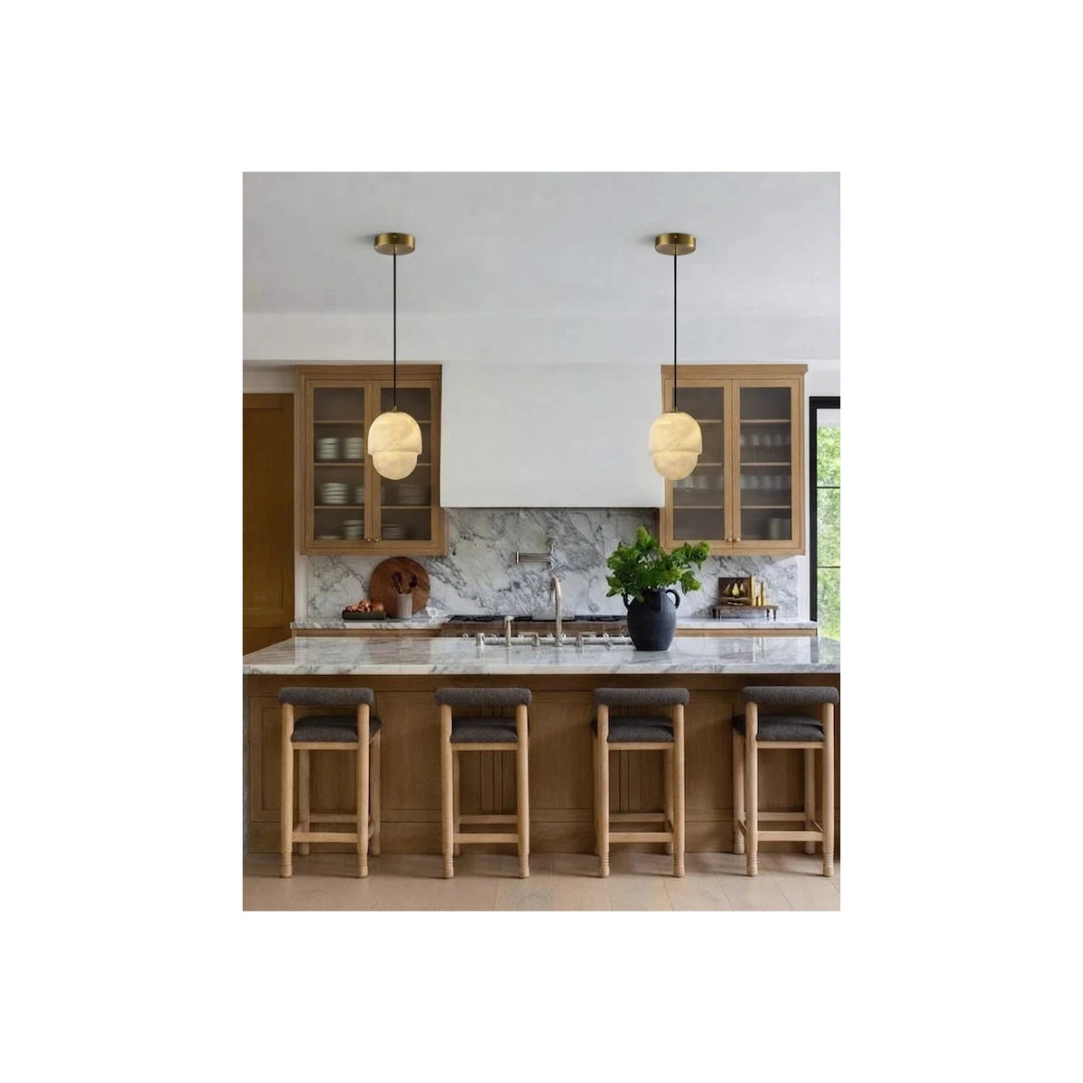 Acorn Alabaster Pendant Light by AUVIELIGHT