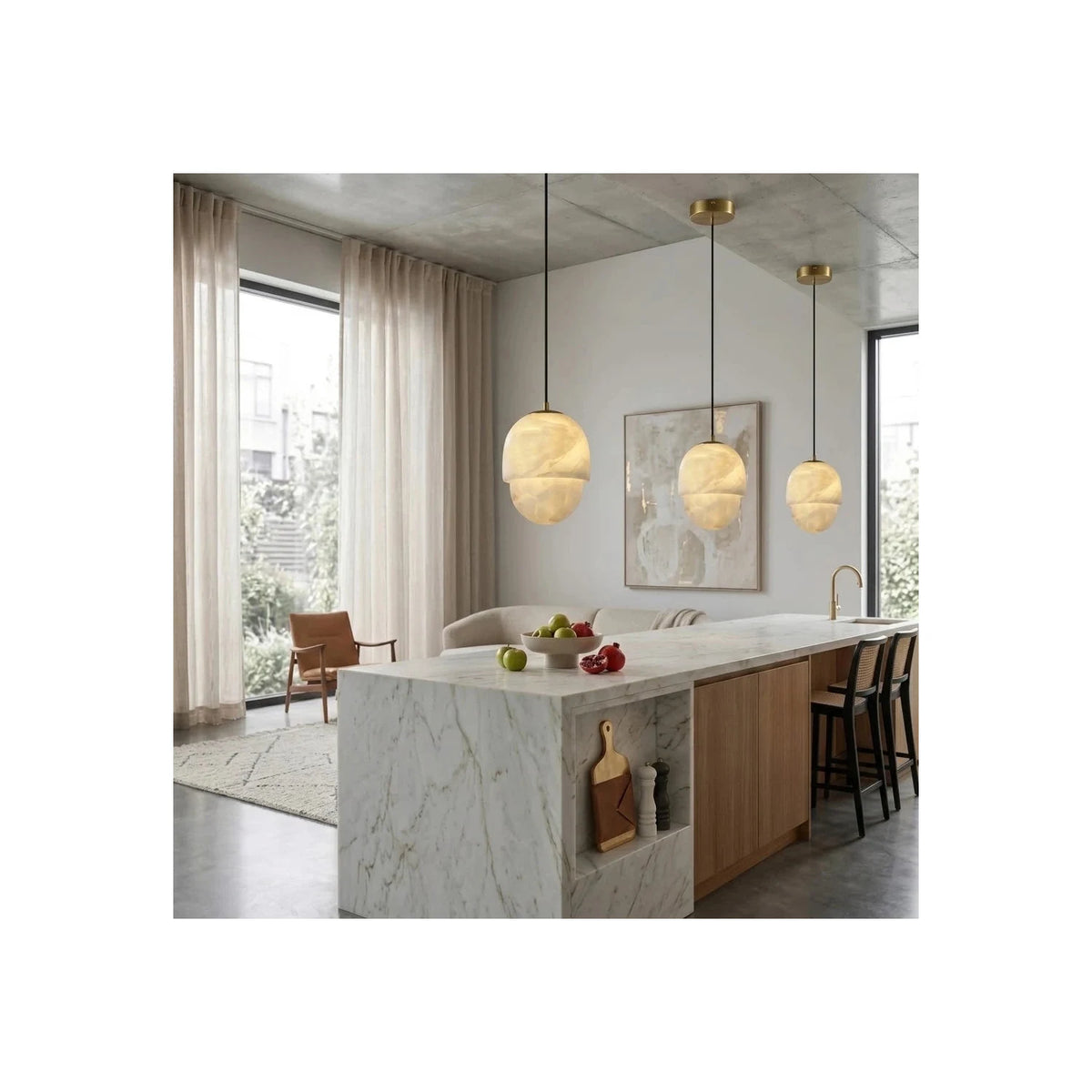 Acorn Alabaster Pendant Light by AUVIELIGHT