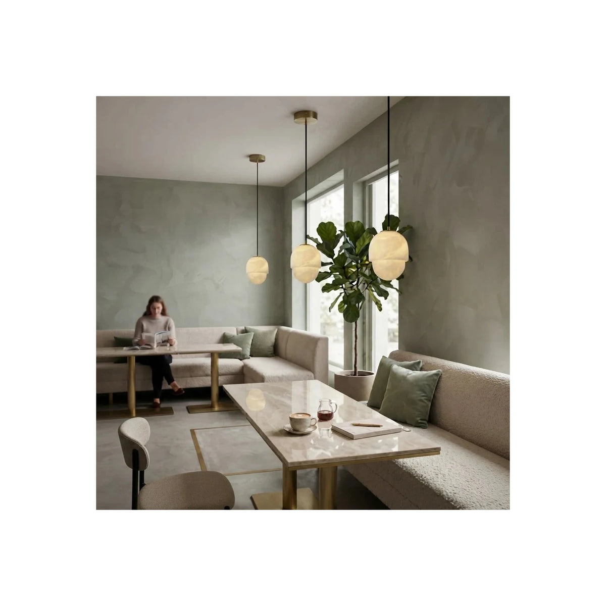 Acorn Alabaster Pendant Light by AUVIELIGHT