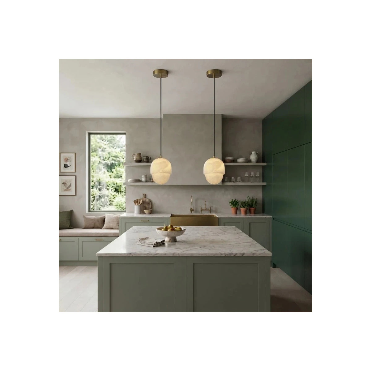 Acorn Alabaster Pendant Light by AUVIELIGHT