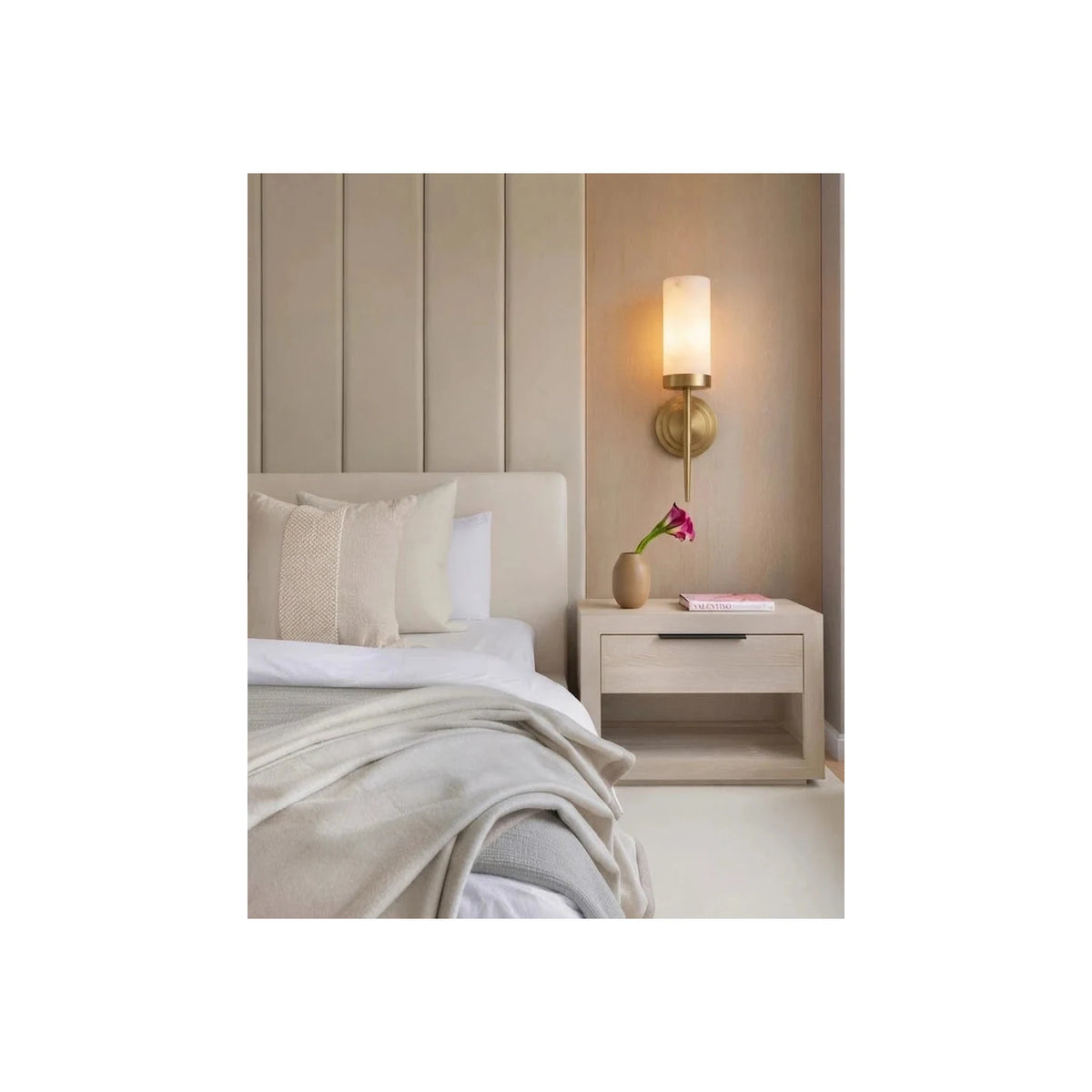 Aethel Alabaster Torch Wall Sconce light fixture by AUVIELIGHT