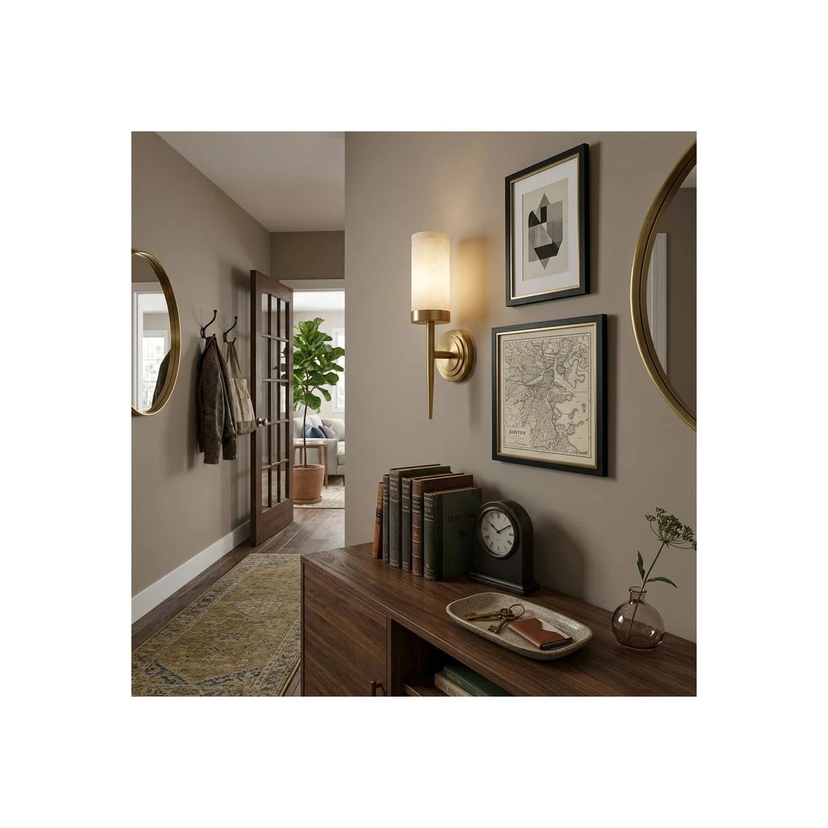 Aethel Alabaster Torch Wall Sconce light fixture by AUVIELIGHT
