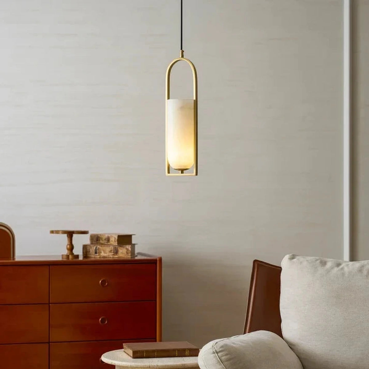 Arched Pendant Light in alabaster for Kitchen Island by AUVIELIGHT