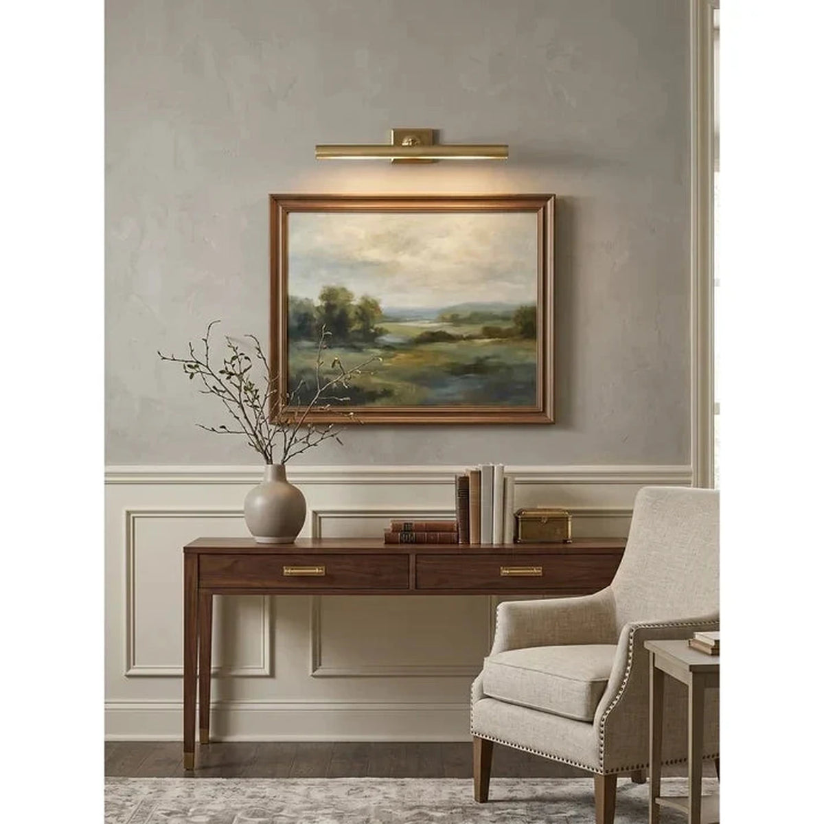 Architectural Picture Light in brushed brass for Living Room by AUVIELIGHT