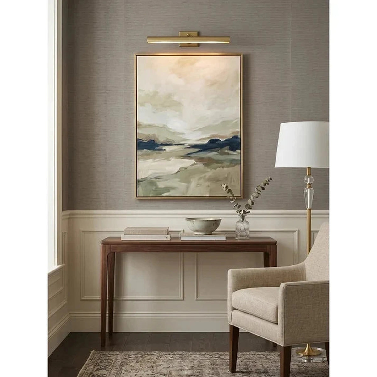 Architectural Picture Light in brushed brass for Living Room by AUVIELIGHT