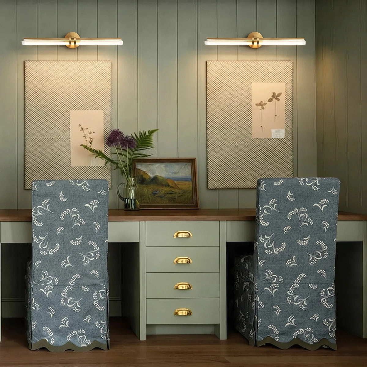 Architectural Vanity Light in brushed brass for Bathroom by AUVIELIGHT
