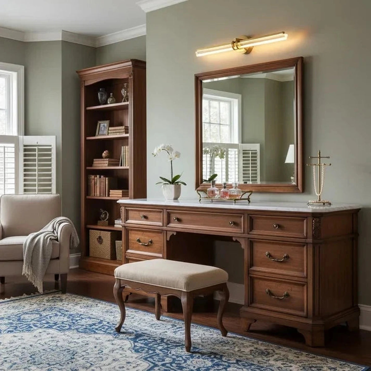 Architectural Vanity Light in brushed brass for Bathroom by AUVIELIGHT