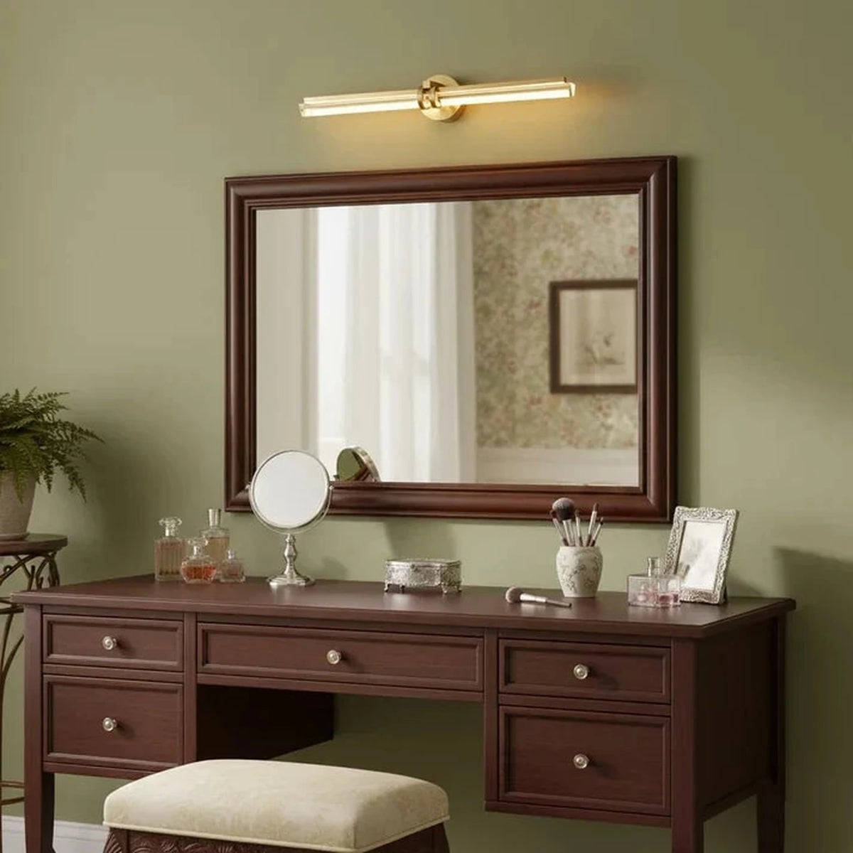 Architectural Vanity Light in brushed brass for Bathroom by AUVIELIGHT