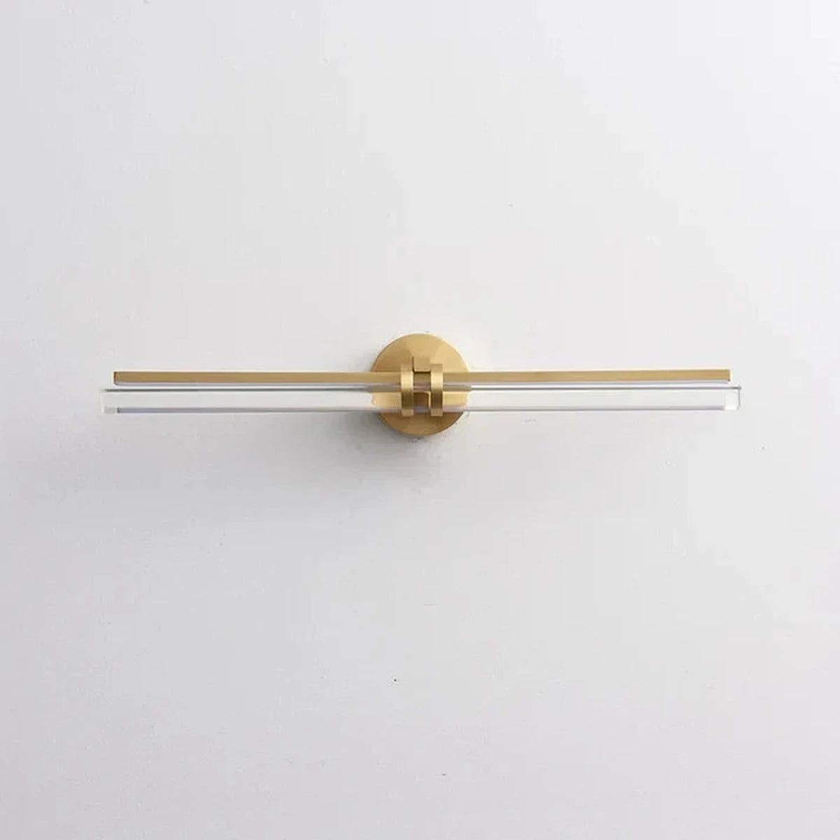 Architectural Vanity Light in brushed brass for Bathroom by AUVIELIGHT, L 60cm x W 10cm x H 12cm / L 23.6″ x W 3.9″ x H 4.7″ / Brass / Warm Light