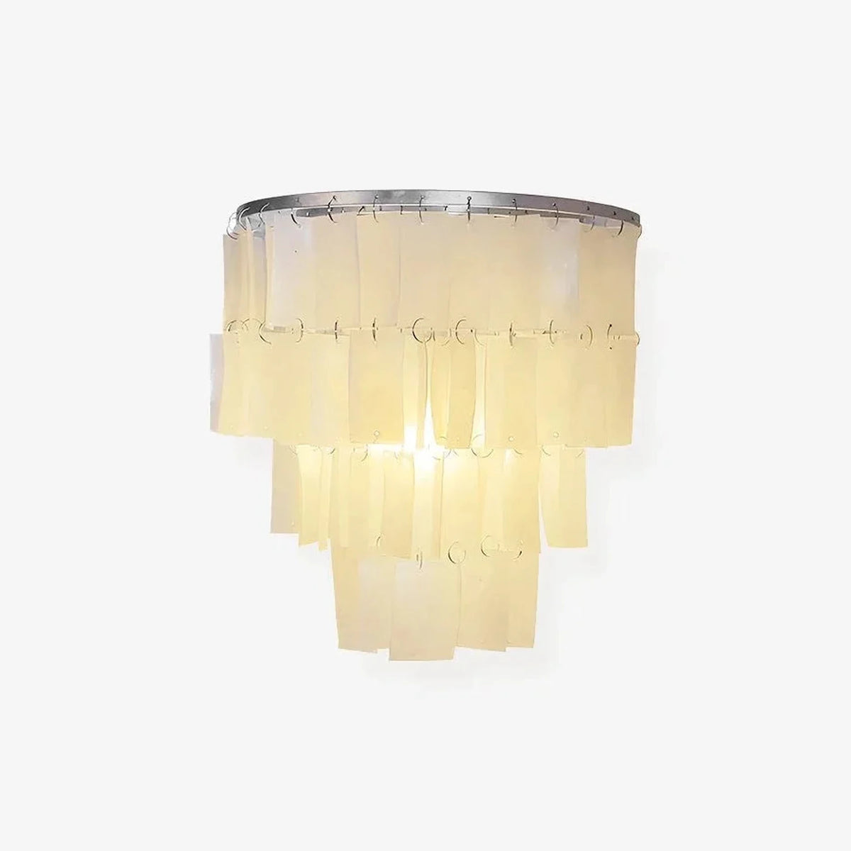 Artisan Shell Rectangle Wall Light for Hallway by AUVIELIGHT, Ø 9.8" x H 9.8" / Dia 25cm x H 25cm / Silver & White
