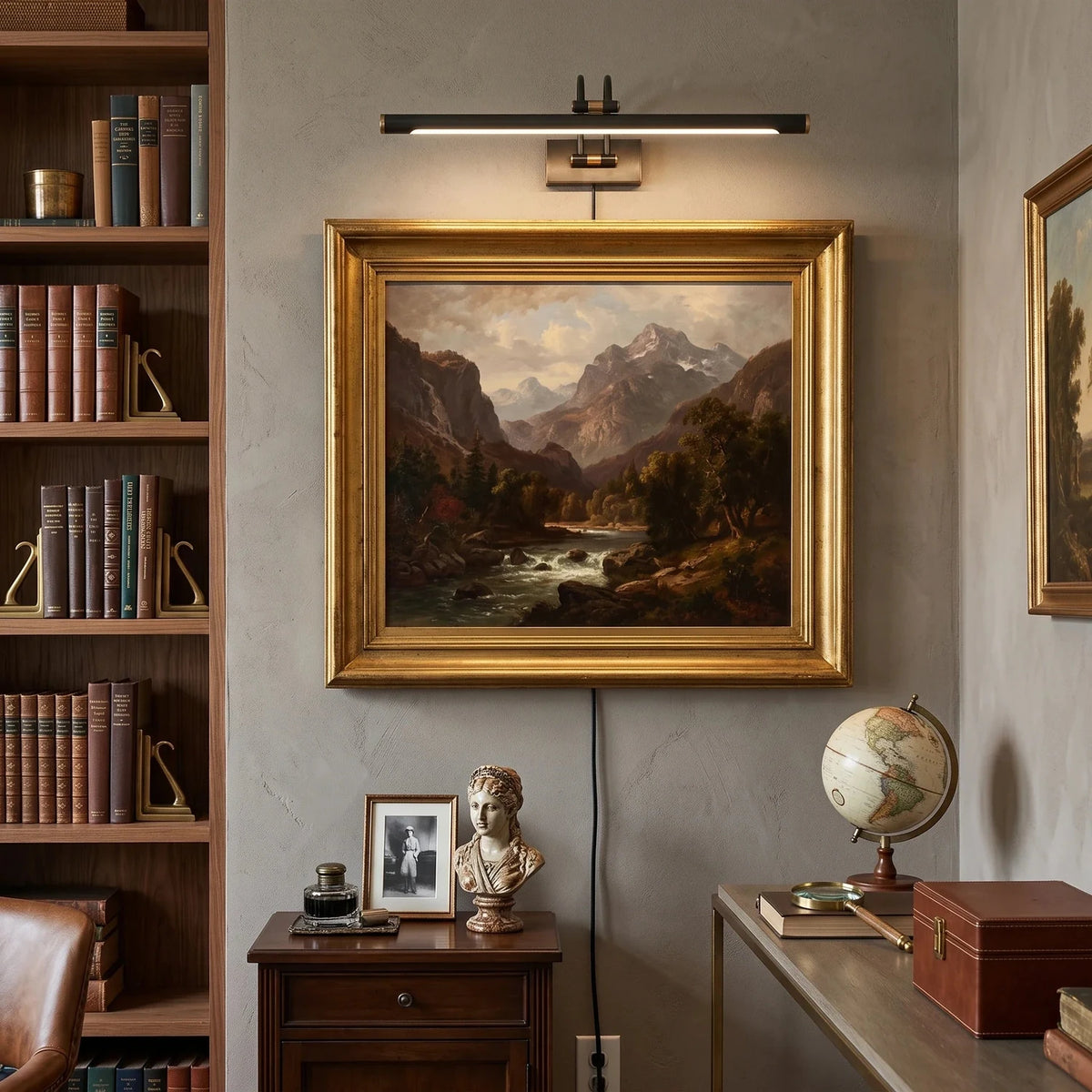 Artwork Display Curved Picture Light in brass for Living Room by AUVIELIGHT