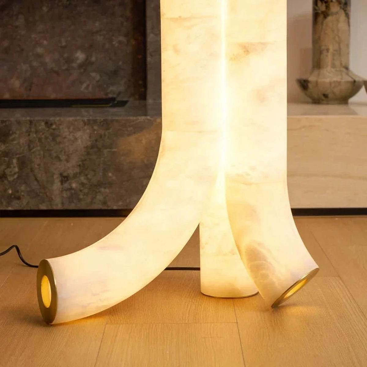 Asymmetric Pipe Floor Lamp in alabaster for Living Room light fixture by AUVIELIGHT