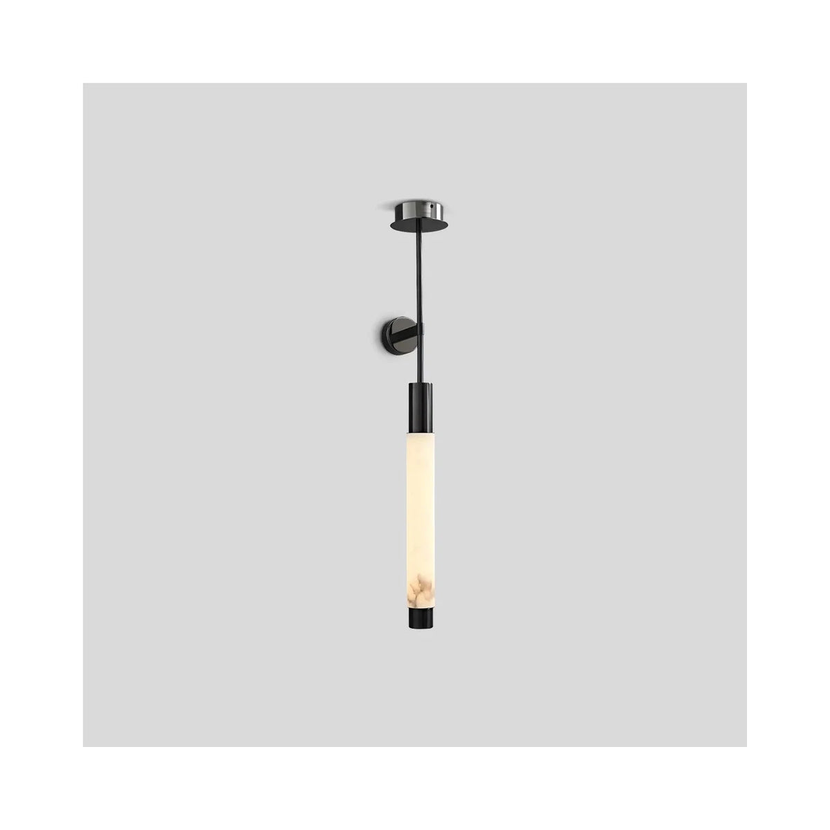 Atrium Brass Alabaster Sconce light fixture by AUVIELIGHT, ∅ 4.53″ x H 32.4″ / Black & White
