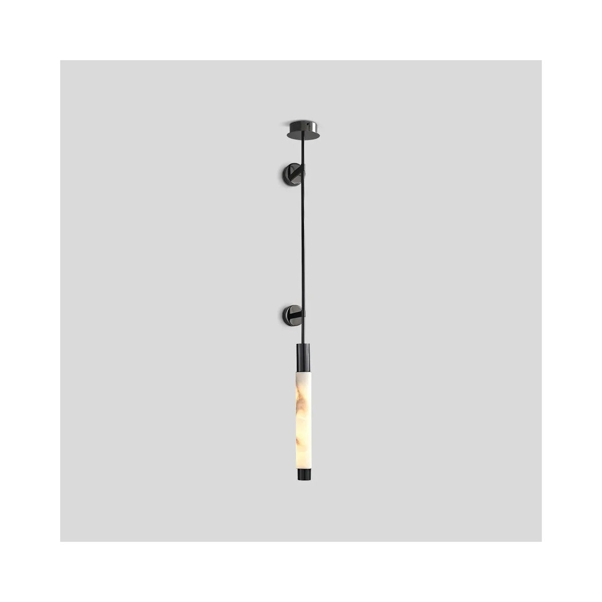 Atrium Brass Alabaster Sconce light fixture by AUVIELIGHT, ∅ 4.53″ x H 51.2″ / Black & White