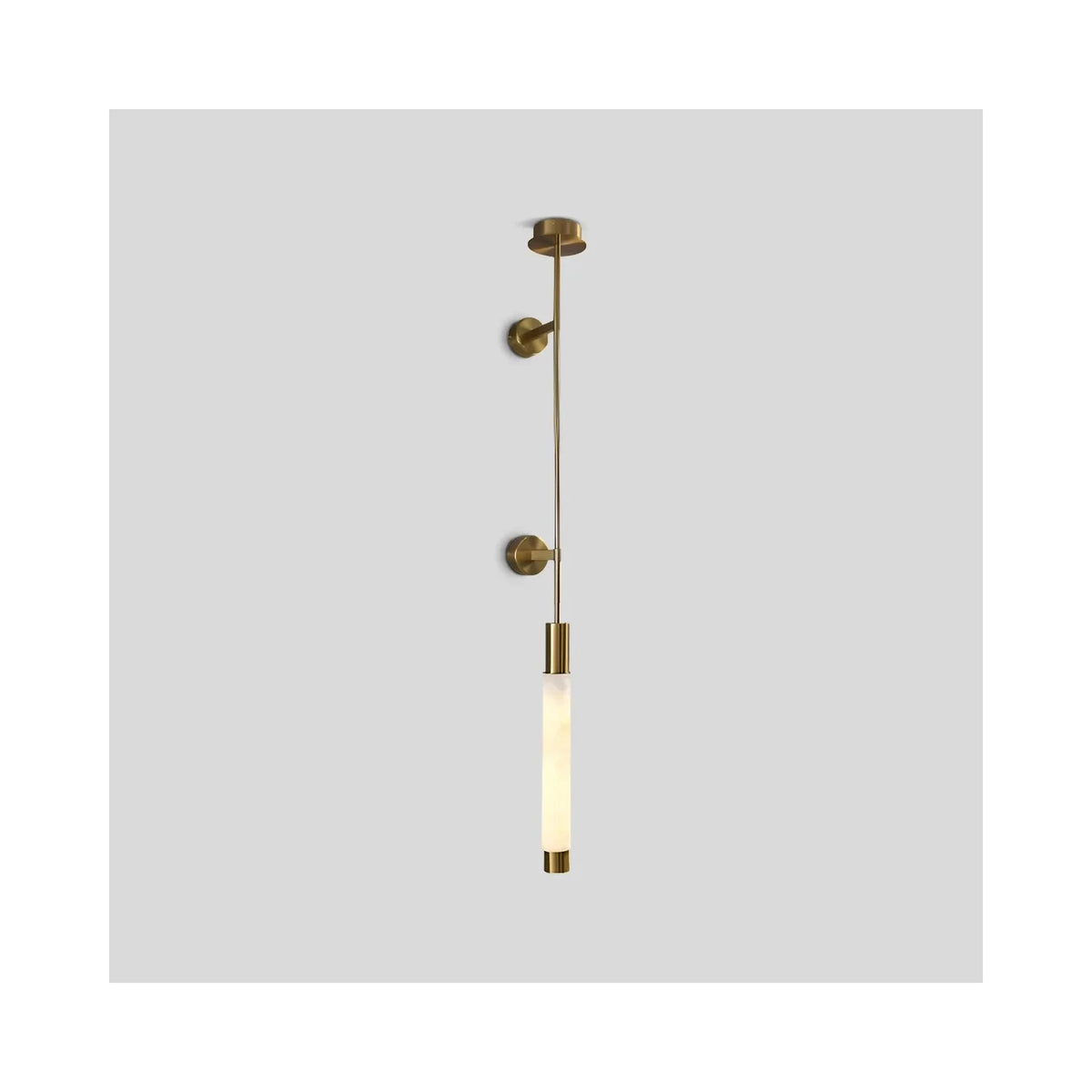 Atrium Brass Alabaster Sconce light fixture by AUVIELIGHT, ∅ 4.53″ x H 51.2″ / Brass & White