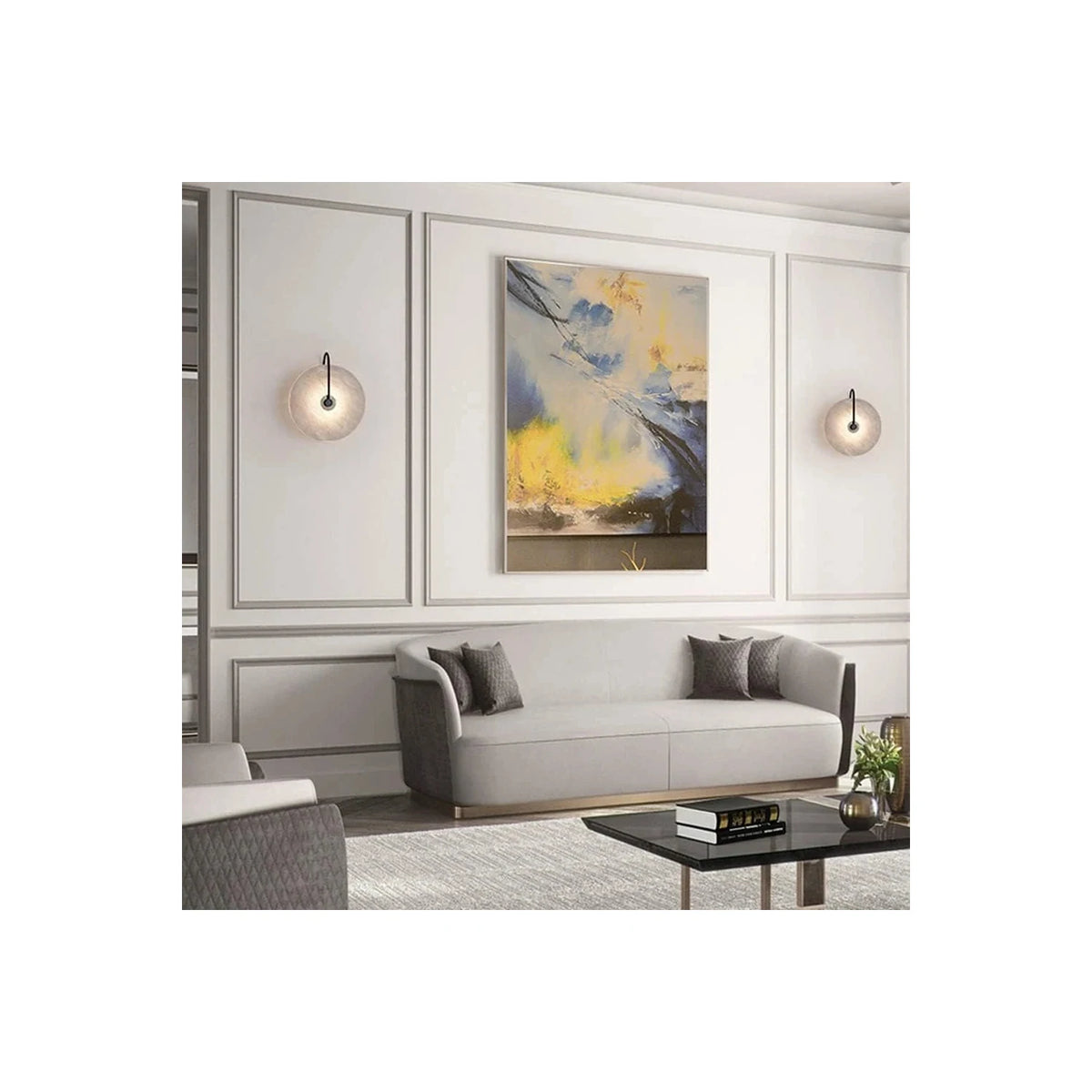 Aura Alabaster Disc Wall Sconce light fixture by AUVIELIGHT
