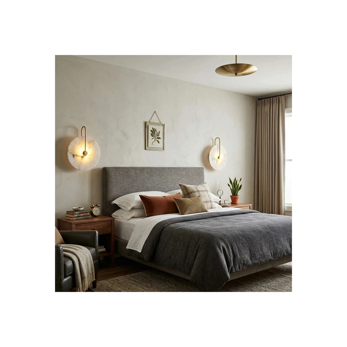 Aura Alabaster Disc Wall Sconce light fixture by AUVIELIGHT