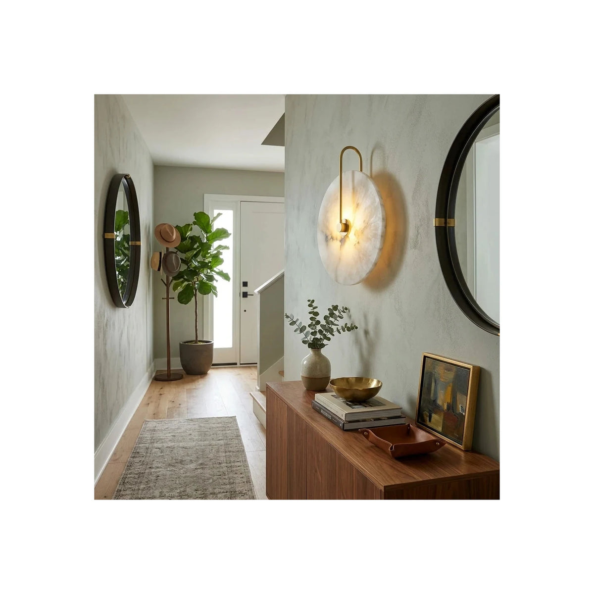 Aura Alabaster Disc Wall Sconce light fixture by AUVIELIGHT