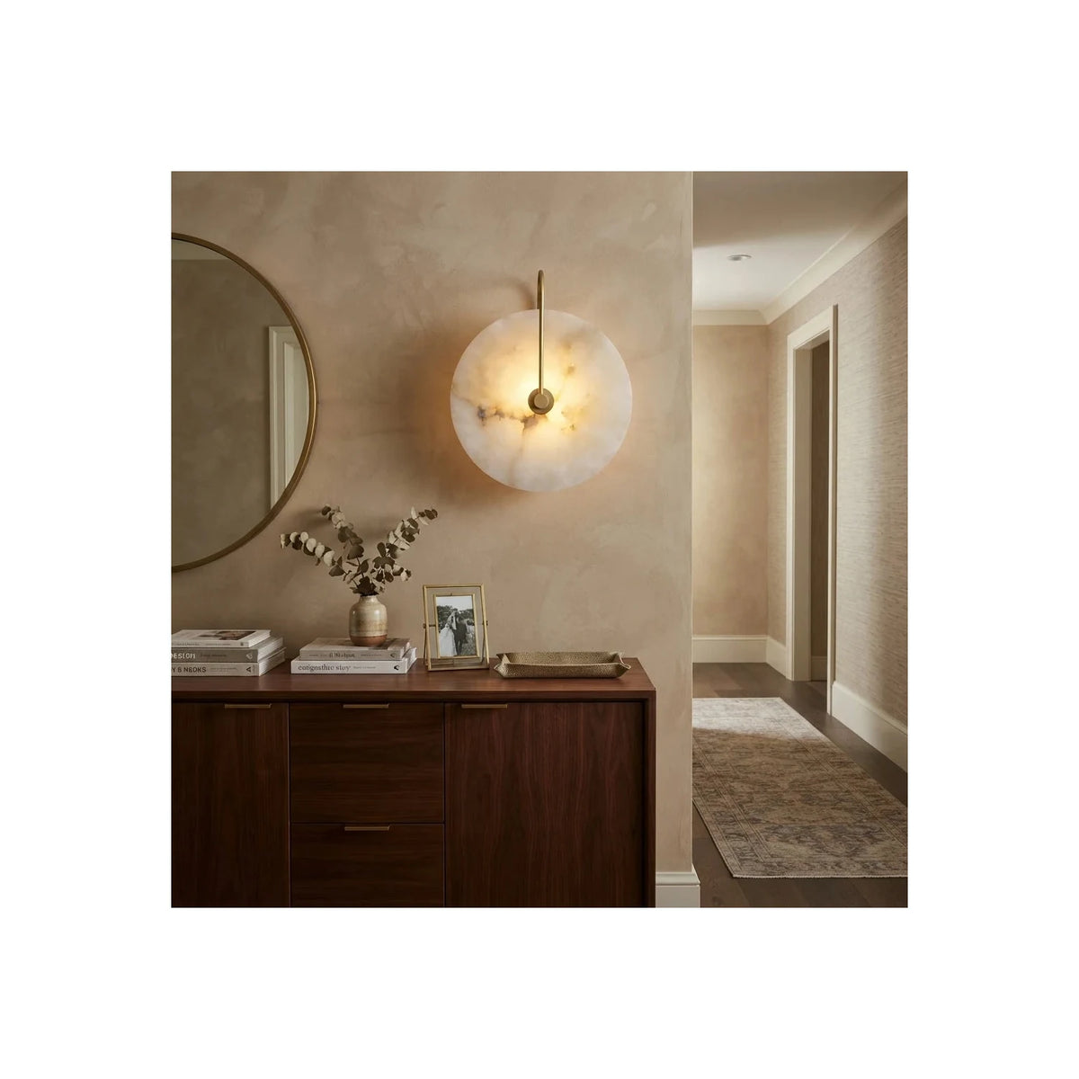 Aura Alabaster Disc Wall Sconce light fixture by AUVIELIGHT