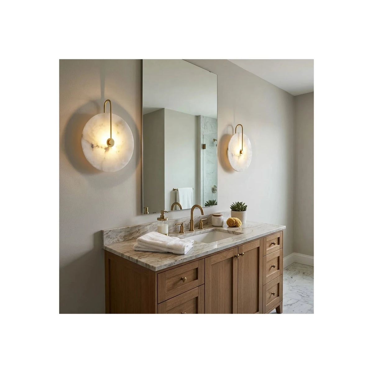 Aura Alabaster Disc Wall Sconce light fixture by AUVIELIGHT