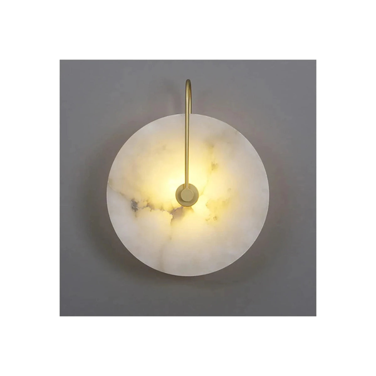 Aura Alabaster Disc Wall Sconce light fixture by AUVIELIGHT, ∅ 7.9″ x H 7.9″ / Brass & White and 1 other sizes