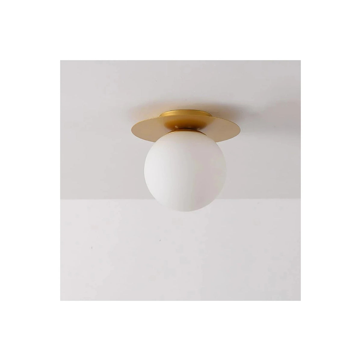 AuraDisc Brass Globe Flush Mount Light by AUVIELIGHT, ∅ 7.9″ x H 6.7″ / Gold & White