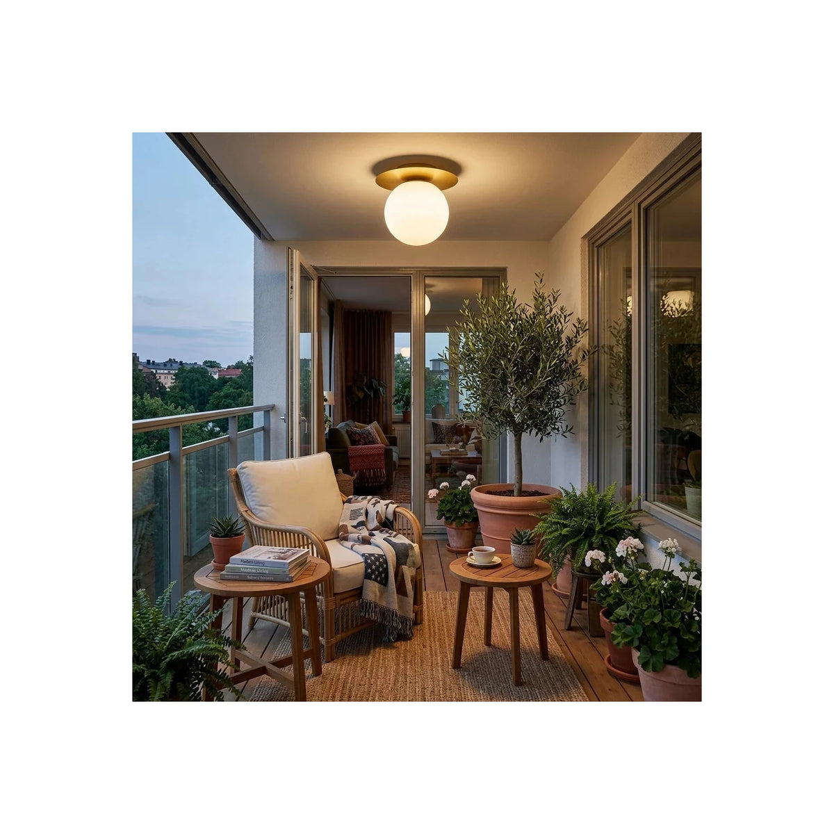 AuraDisc Brass Globe Flush Mount Light by AUVIELIGHT