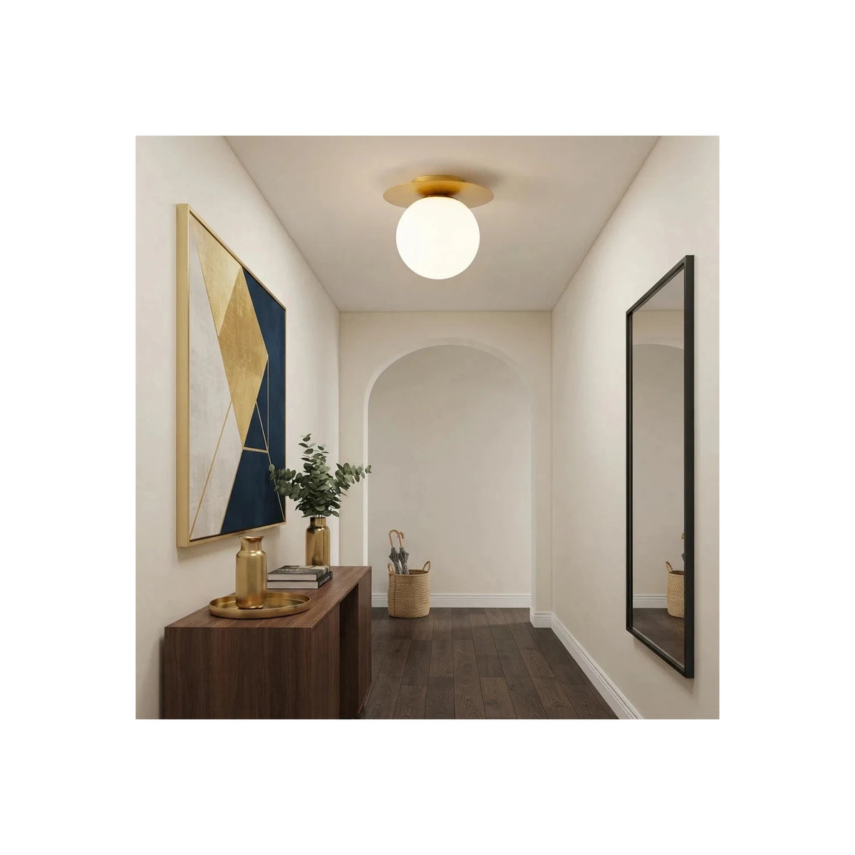 AuraDisc Brass Globe Flush Mount Light by AUVIELIGHT