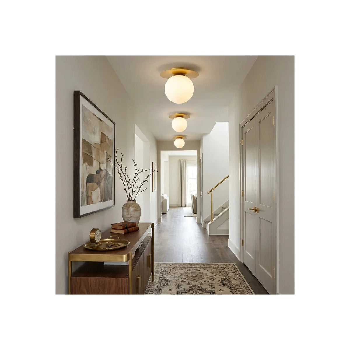 AuraDisc Brass Globe Flush Mount Light by AUVIELIGHT