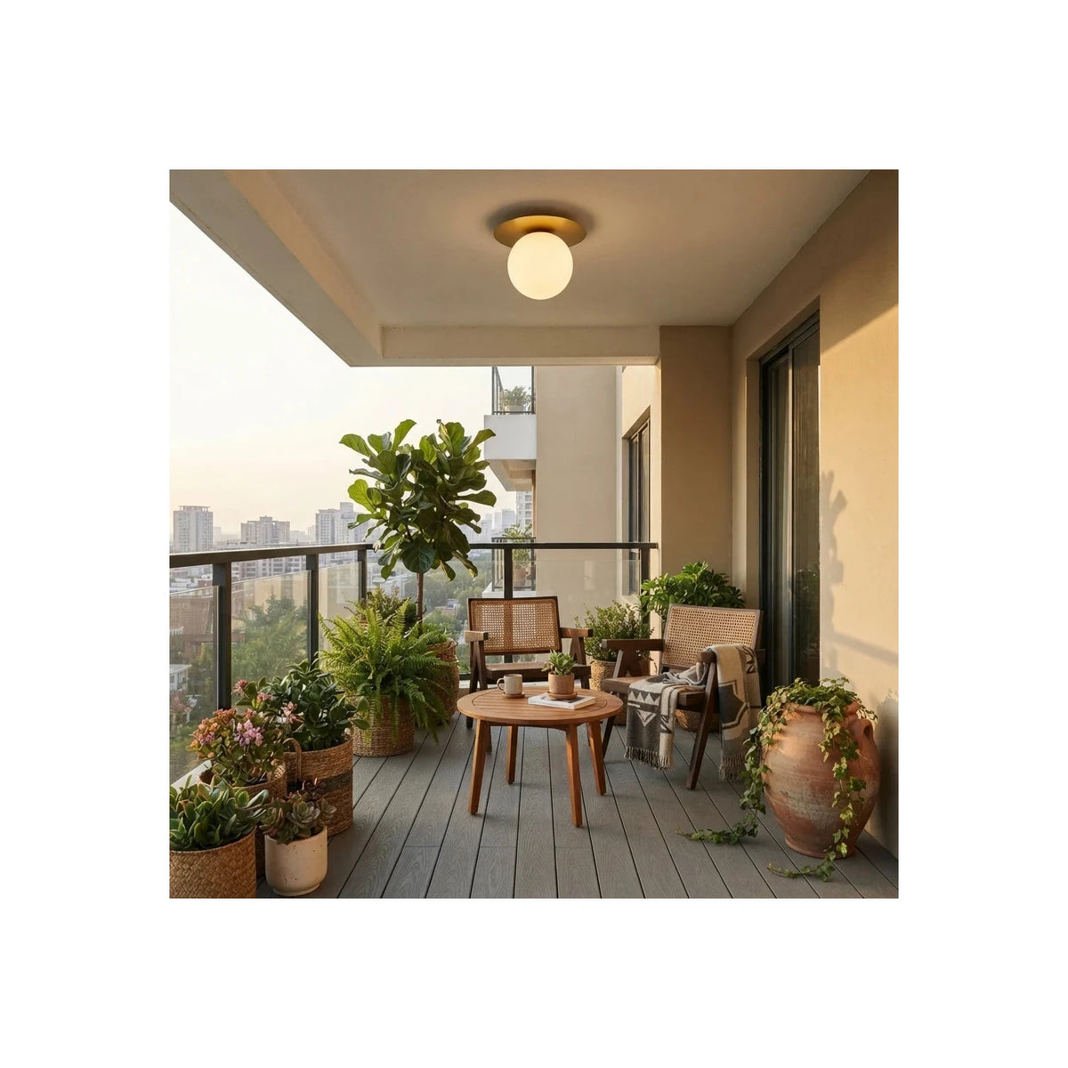 AuraDisc Brass Globe Flush Mount Light by AUVIELIGHT