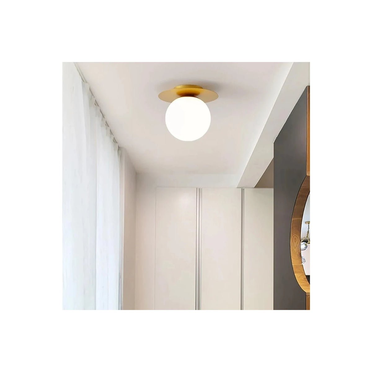 AuraDisc Brass Globe Flush Mount Light by AUVIELIGHT