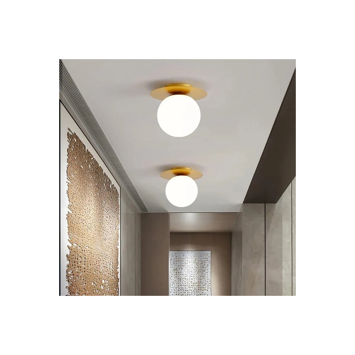 AuraDisc Brass Globe Flush Mount Light by AUVIELIGHT