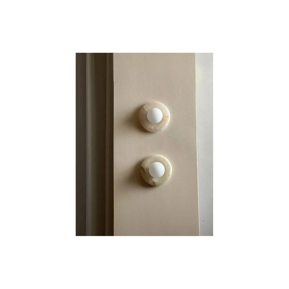 AuraHalo Round Alabaster Vanity Sconce light fixture by AUVIELIGHT