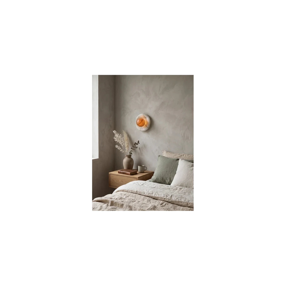 AuraHalo Round Alabaster Vanity Sconce light fixture by AUVIELIGHT
