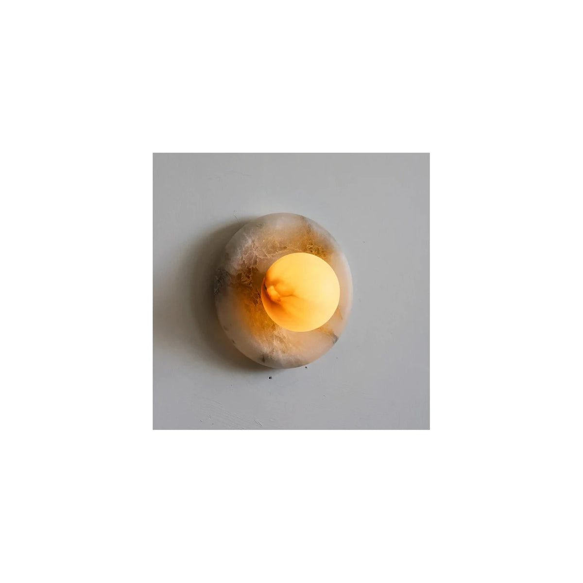 AuraHalo Round Alabaster Vanity Sconce light fixture by AUVIELIGHT
