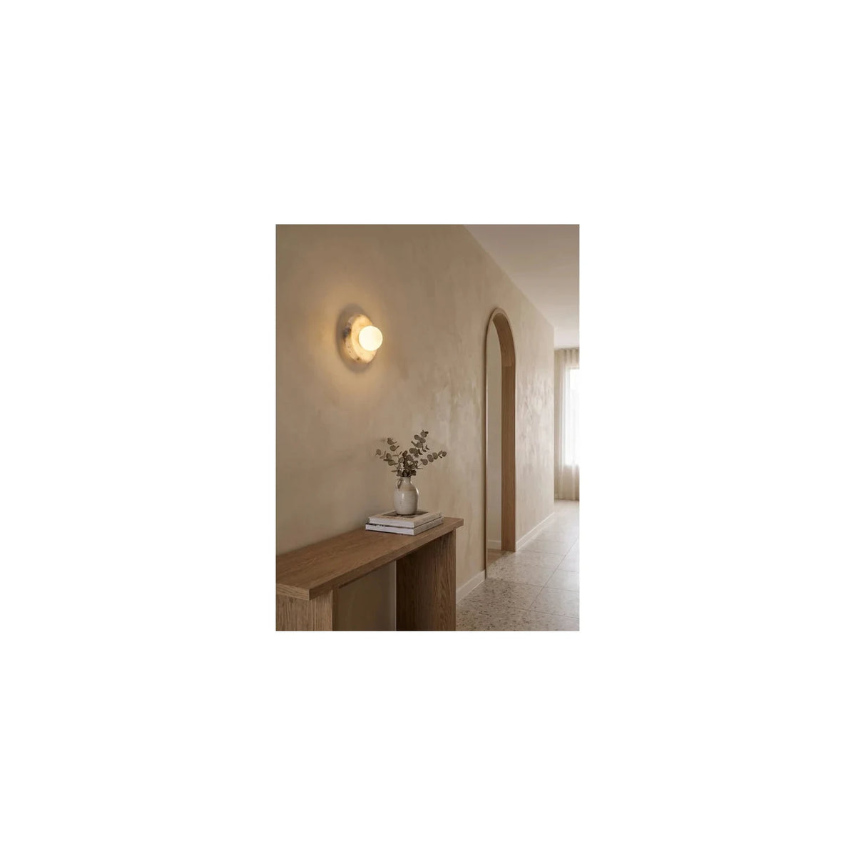 AuraHalo Round Alabaster Vanity Sconce light fixture by AUVIELIGHT