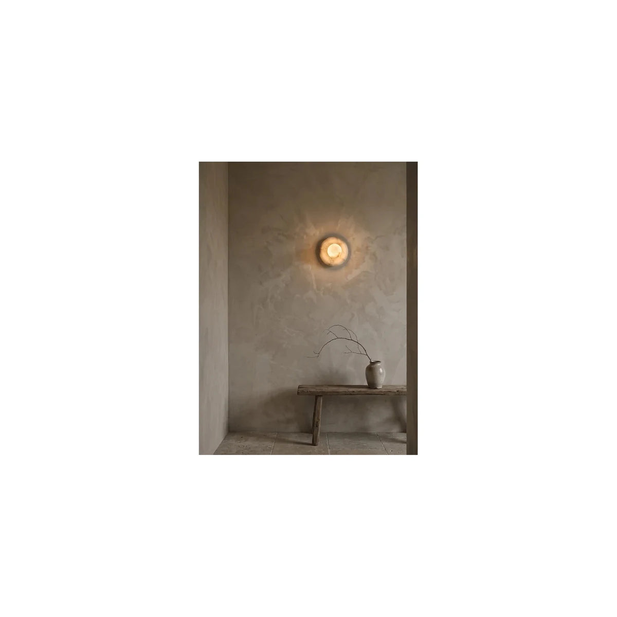 AuraHalo Round Alabaster Vanity Sconce light fixture by AUVIELIGHT