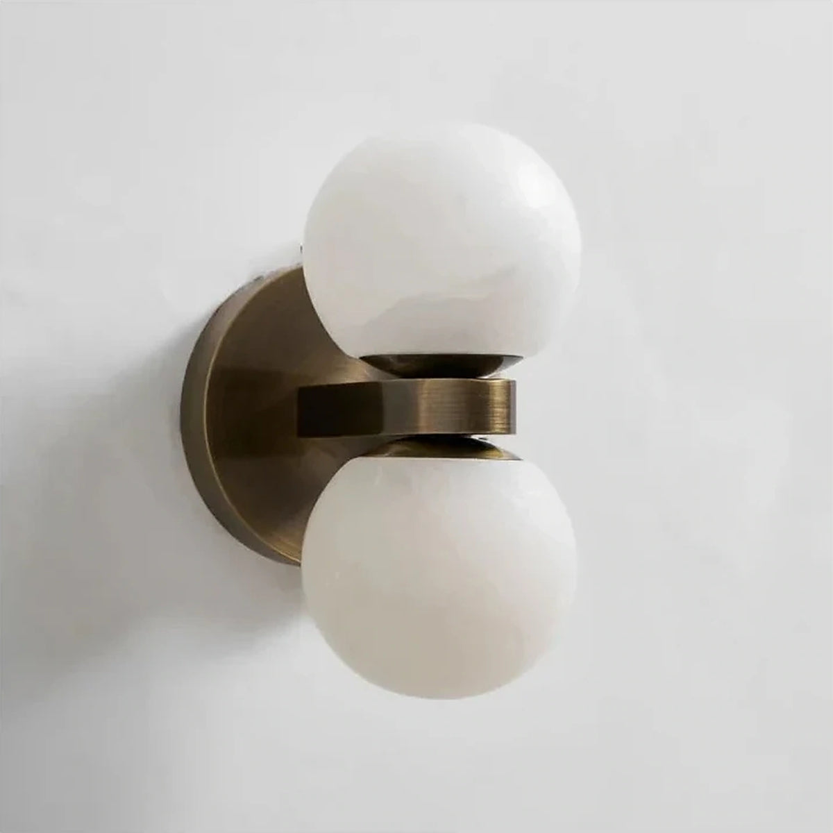 AuraSphere Double Alabaster Vanity Sconce light fixture by AUVIELIGHT, ∅ 3.9″ x H 9.9″ / White & Antique Bronze and 1 other sizes